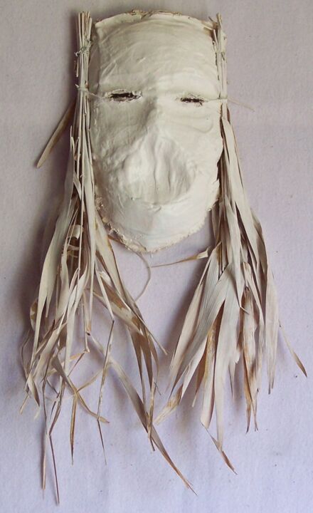 Sculpture intitulée "Masque Blanc" par Niephates, Œuvre d'art originale, Plâtre