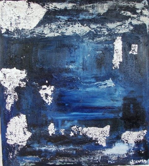 Peinture intitulée ""Reflets de lune"" par Nieves, Œuvre d'art originale,
