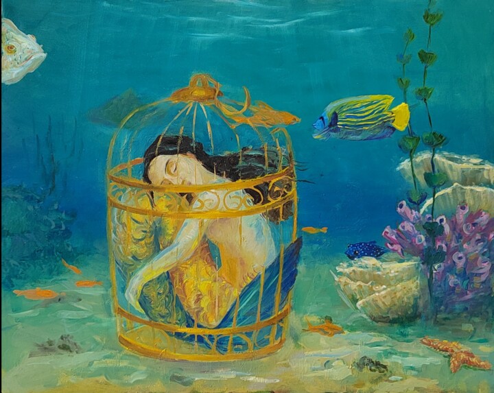 Painting titled "Captivity" by Nigina Jumanazarova, Original Artwork, Oil