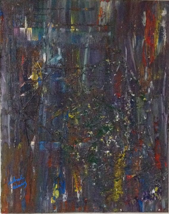 Painting titled "merdiven-50x40-tuva…" by Nihal Elmas Kaya, Original Artwork