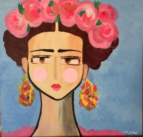 Peinture intitulée "Frida Kahlo" par Nihel Chraief, Œuvre d'art originale, Acrylique