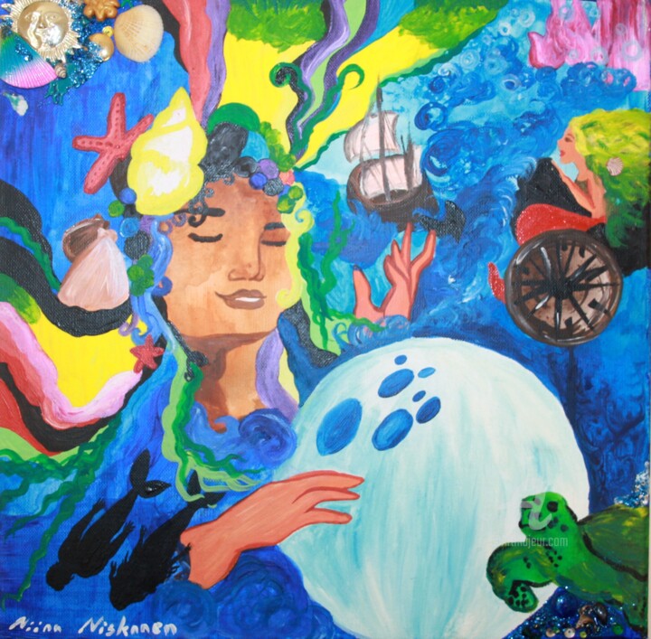 Painting titled "Ocean Gypsy" by Niina Niskanen, Original Artwork, Acrylic