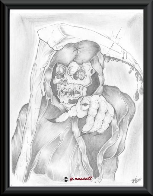 Drawing titled "grimreaper" by Yancey Russell, Original Artwork