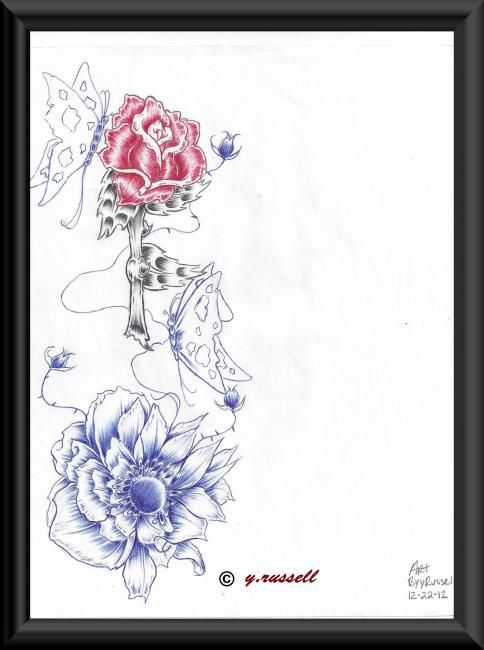 Drawing titled "Flowers" by Yancey Russell, Original Artwork