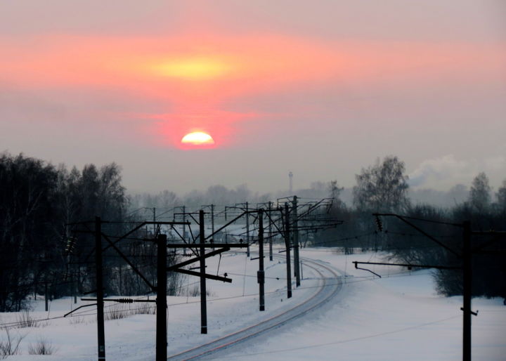 Photography titled "Зимний закат" by Nikolai Matiushenkov, Original Artwork