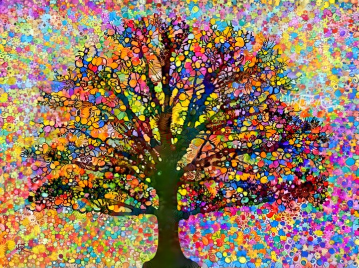 Peinture intitulée "FLOWER TREE 2 - NIK…" par Nik Tod, Œuvre d'art originale, Acrylique Monté sur Châssis en bois