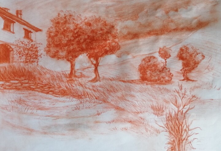 Dibujo titulada "Campagna immaginata" por Nik, Obra de arte original, Otro