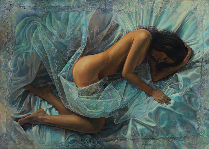 Sleeping Karina, Painting by Sergey Lesnikov | Artmajeur