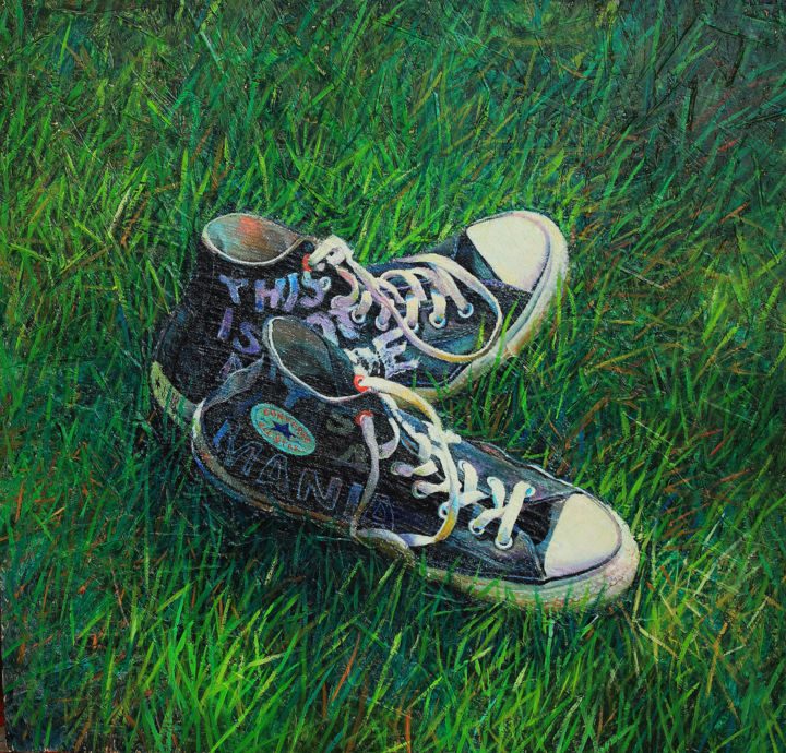 Painting titled "Converse" by Sergey Lesnikov, Original Artwork, Oil