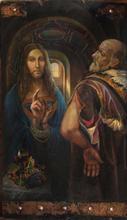 Painting titled "Last conversation" by Sergey Lesnikov, Original Artwork, Oil