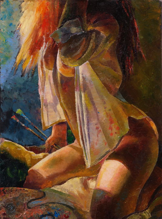 Painting titled "Inspiration" by Sergey Lesnikov, Original Artwork, Oil