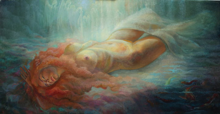 Peinture intitulée "Witch dreams" par Sergey Lesnikov, Œuvre d'art originale, Huile