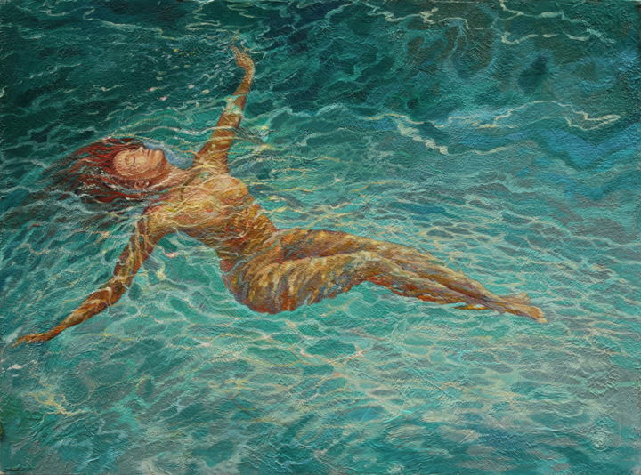 Painting titled "Weightlessness" by Sergey Lesnikov, Original Artwork, Oil