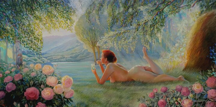 Painting titled "Midday mojito" by Sergey Lesnikov, Original Artwork, Oil