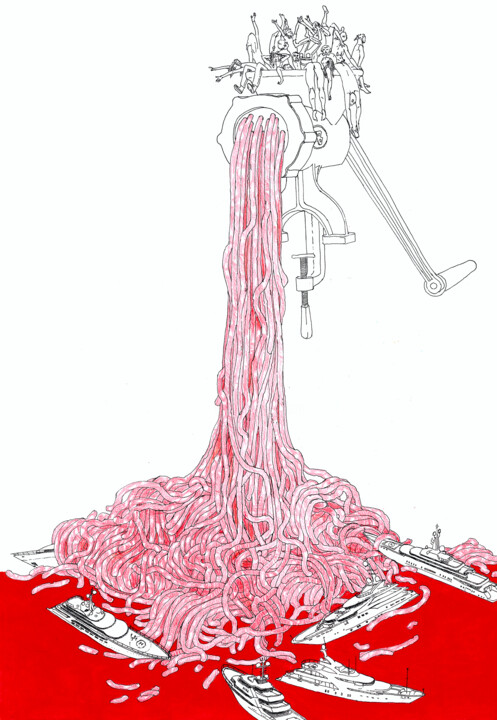 Dibujo titulada "Mince" por Veronika Bernard, Obra de arte original, Tinta