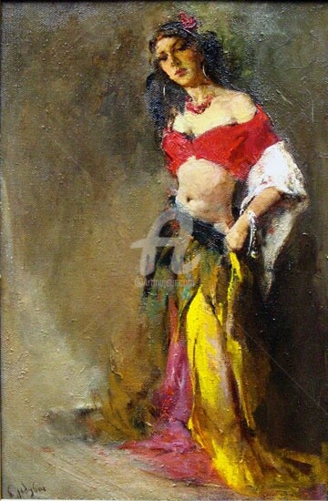 Картина под названием "Gypsy" - Nika Gabunia (nikagabunia), Подлинное произведение искусства, Масло