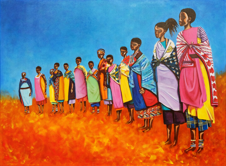 Ζωγραφική με τίτλο "Colorful Africa, br…" από Nika Mayer, Αυθεντικά έργα τέχνης, Λάδι