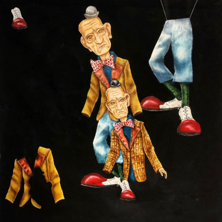Ζωγραφική με τίτλο "The Clown" από Nikan Nejat, Αυθεντικά έργα τέχνης, Ακρυλικό