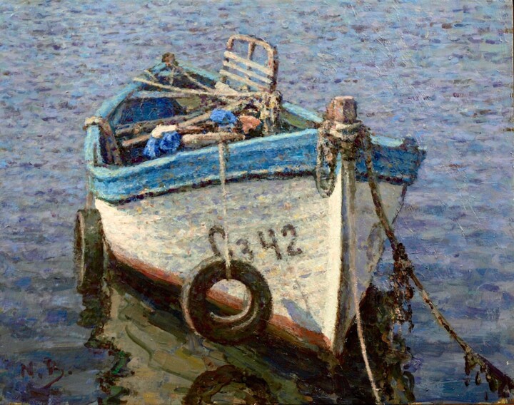 제목이 "Sozopol Fishing Boat"인 미술작품 Nikolo Balkanski로, 원작, 기름