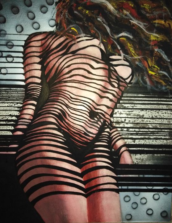 Painting titled "Body art" by Niki Goranova, Original Artwork, Marker