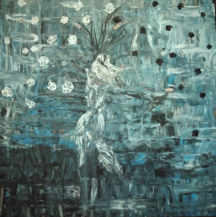 Malarstwo zatytułowany „Blue black” autorstwa Niki Goranova, Oryginalna praca, Akryl