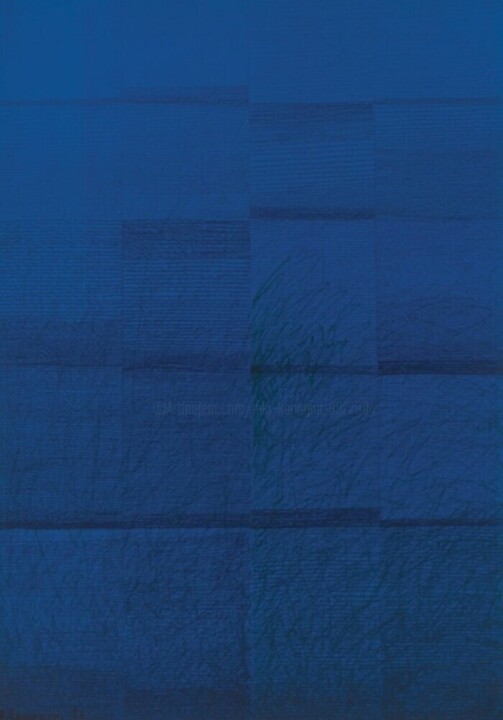 "Blue Manuscript" başlıklı Baskıresim Niki Kanagini tarafından, Orijinal sanat, Serigrafi