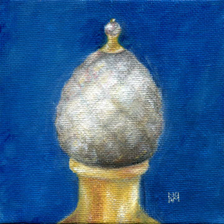 Painting titled "Pearl Carving on bl…" by Ekaterina Nikidis, Original Artwork, Acrylic Mounted on Cardboard