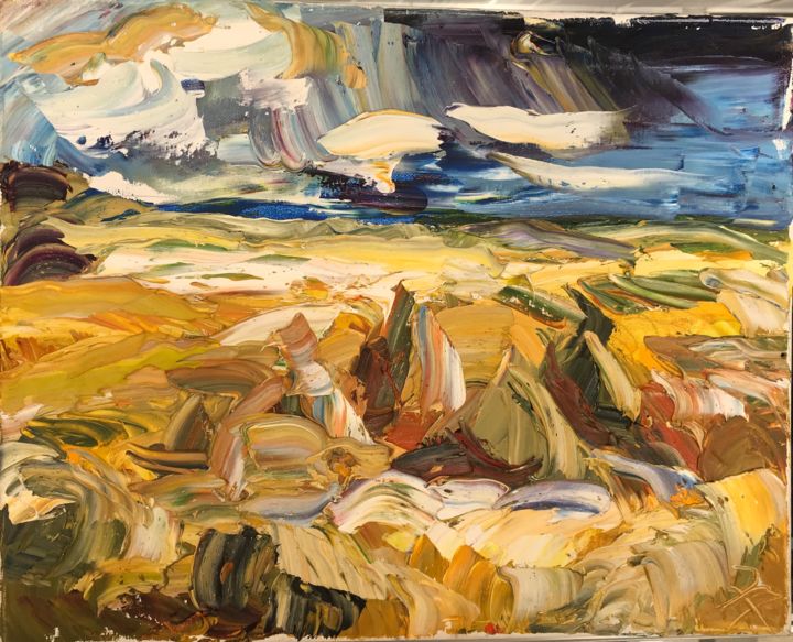 Painting titled "Landscape" by Nikolay Peychev, Original Artwork, Oil