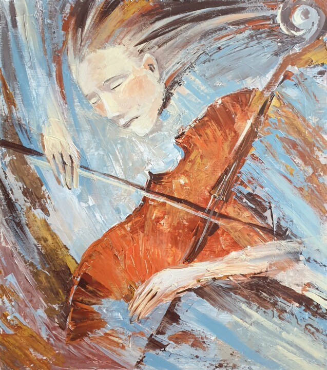 Painting titled ""Душа на кончике см…" by Nikita Chaikovskiy, Original Artwork, Acrylic Mounted on Wood Panel