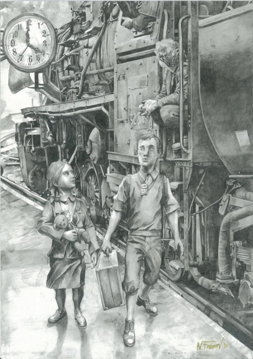 Dibujo titulada "The Holocaust. Arri…" por Nikita Fedorov, Obra de arte original, Grafito