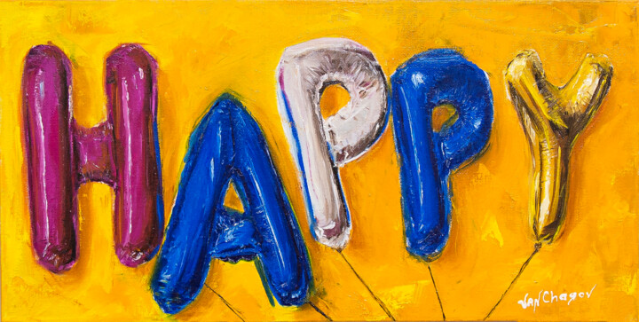 Painting titled "Happy Balloons Orig…" by Nikita Van Chagov, Original Artwork, Oil