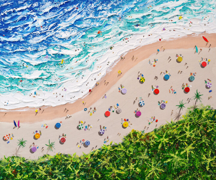 Painting titled "120 cm Aerial Beach…" by Nikita Van Chagov, Original Artwork, Acrylic