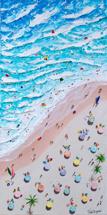 Painting titled "40" Aerial Beach Vi…" by Nikita Van Chagov, Original Artwork, Acrylic