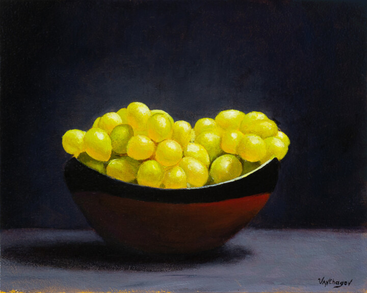 Malerei mit dem Titel "Green grape origina…" von Nikita Van Chagov, Original-Kunstwerk, Öl