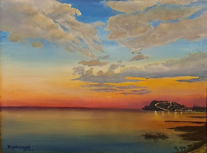 Ζωγραφική με τίτλο "Sea ​​view Alanya" από Nikita Zherdetsky, Αυθεντικά έργα τέχνης, Λάδι