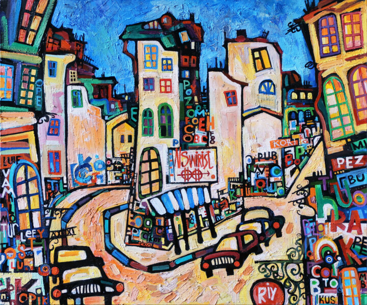 Painting titled "Night Paris walks #5" by Nikita Ostapenco, Original Artwork, Oil