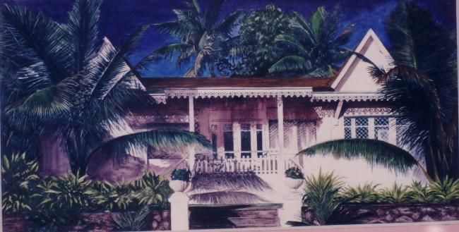 Peinture intitulée "CASE CREOLE" par Claude Cougoulat, Œuvre d'art originale, Aquarelle