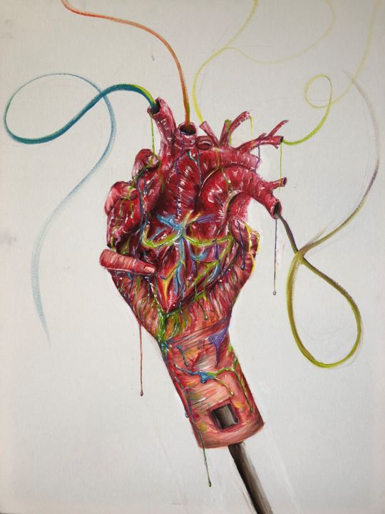 Painting titled "Art creativity hand" by Nikki Snel, Original Artwork, Acrylic