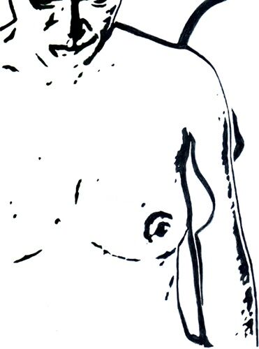 Dessin intitulée "Portrait de femme" par Nikko Kali, Œuvre d'art originale, Encre