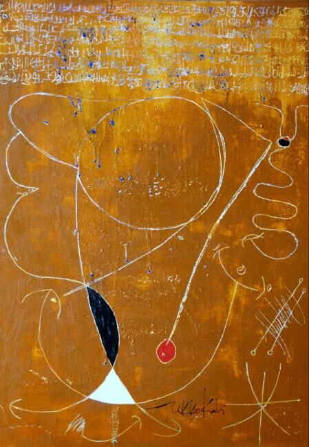Pintura intitulada "Message céleste" por Nikko Kali, Obras de arte originais, Óleo