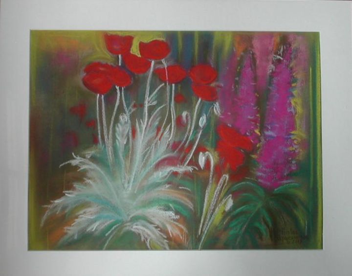 Peinture intitulée "Fleurs sauvages  pa…" par Nikkos, Œuvre d'art originale