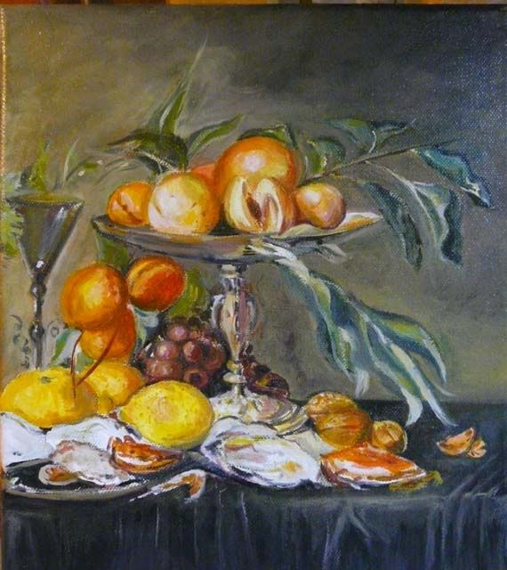 Peinture intitulée "Corbeille de fruits2" par Nikkos, Œuvre d'art originale