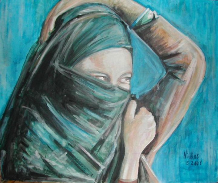 Peinture intitulée "Sadia la marocaine…" par Nikkos, Œuvre d'art originale, Huile