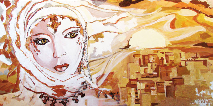 Painting titled "Princesse du Desert" by Nikky, Original Art, Acrylic