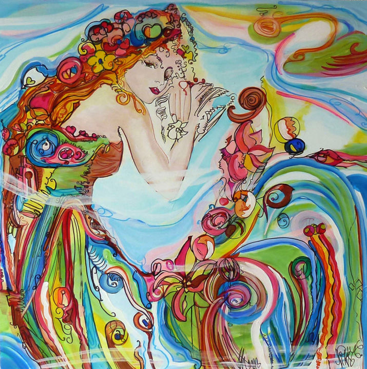 Painting titled "Romancelle" by Nikky, Original Artwork, Acrylic
