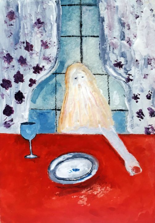 Painting titled "The guest" by Niklas Nydahl, Original Artwork, Watercolor