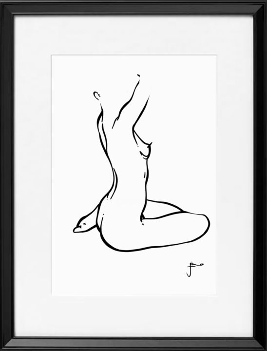 Drawing titled "nue" by Niko Sourigues, Original Artwork, Ink