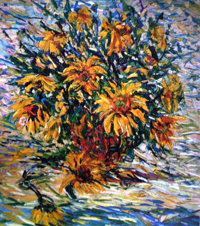 Pintura intitulada "Van Gogh and Mozart…" por Nikol Aghababyan, Obras de arte originais, Óleo