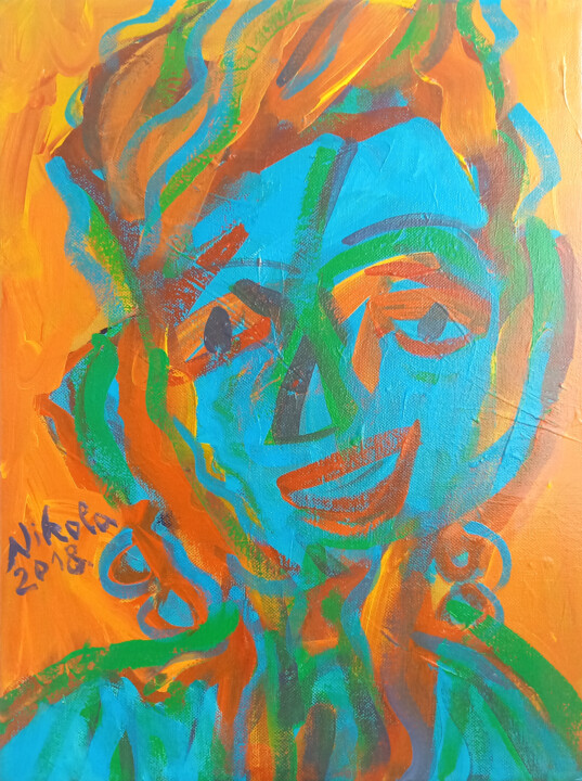 Картина под названием "Smiled Girl" - Nikola Durdevic, Подлинное произведение искусства, Акрил Установлен на Деревянная рама…