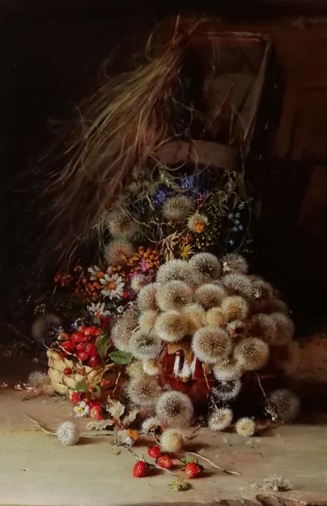 Картина под названием "Одуванчики" - Юрий Викторович Николаев, Подлинное произведение искусства, Масло